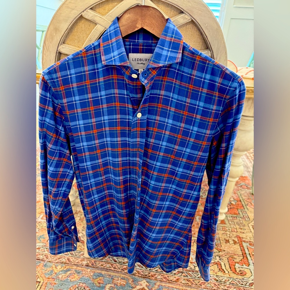 Men’s Ledbury Spread-collar Slim-fit Flannel Shirt